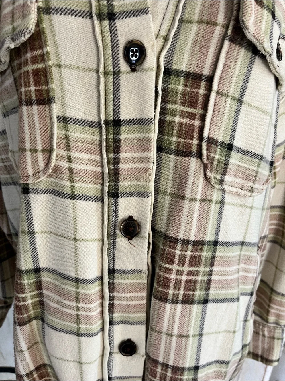 Free People We the Free long plaid Ruby jacket in pistachio combo - Picture 8 of 10